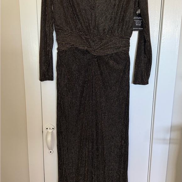 NWT Boston Proper Glitter V Neck Jumpsuit Black Multi size L - Picture 5 of 7